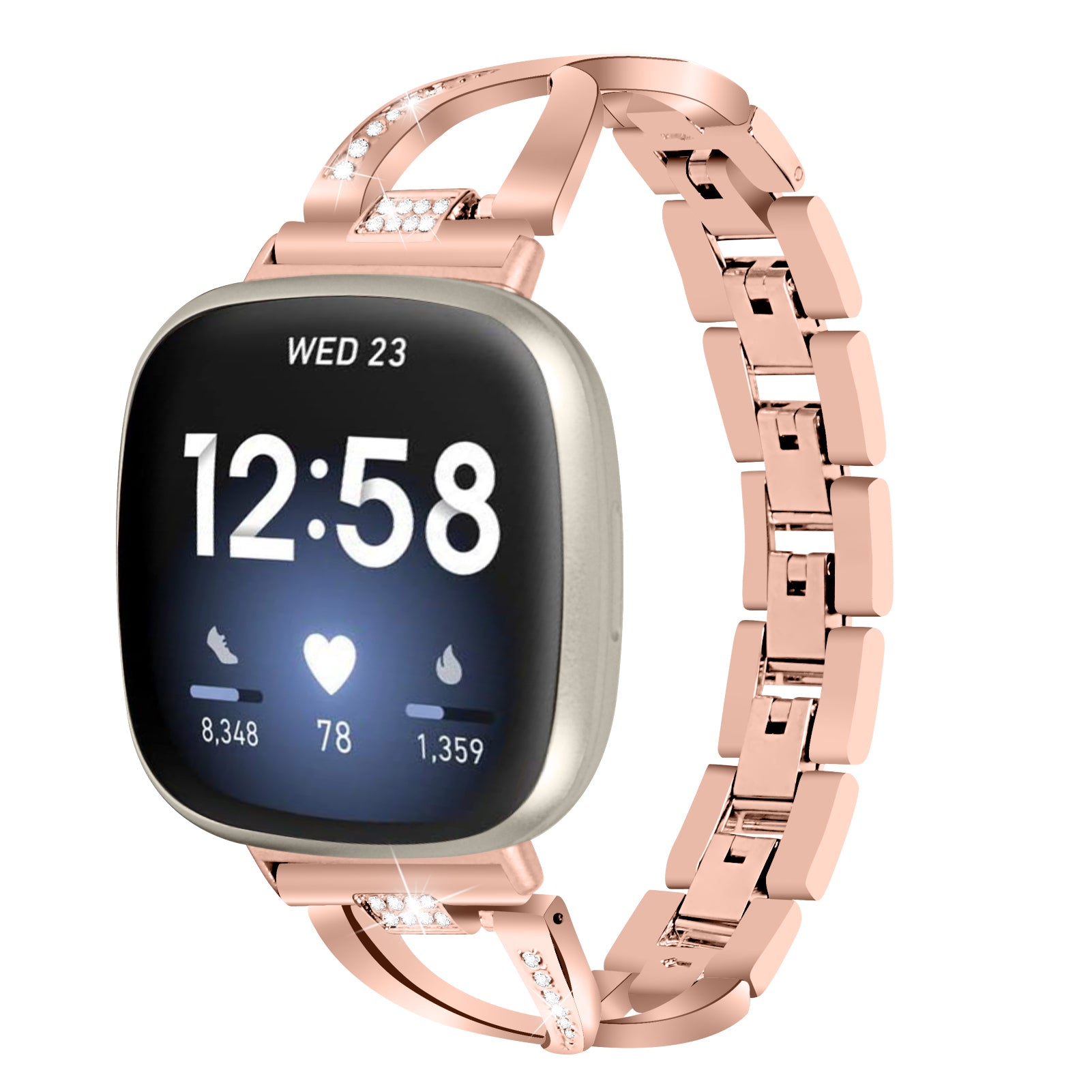For Fitbit Versa 4 Sense 2 X-shape Rhinestones Decor Watch Strap Zinc Alloy Replacement Wrist Band For Fitbit Versa 4 Sense 2 X-shape Rhinestones Decor Watch Strap Zinc Alloy Replacement Wrist Band